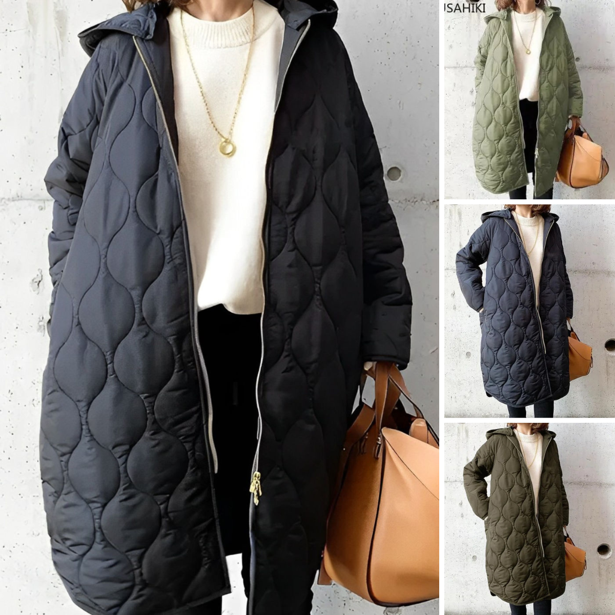 Katherine | Hooded Wave-Quilted Long Parka