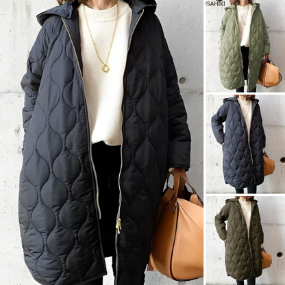 Katherine | Hooded Wave-Quilted Long Parka