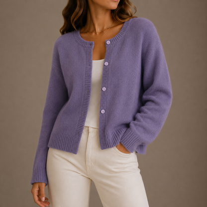Meliora | Women's Soft Knit Cardigan with Round Neck and Button-Up Front