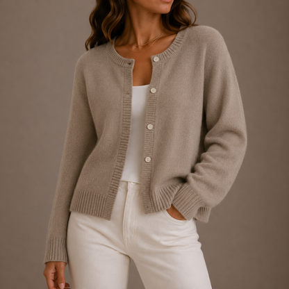 Meliora | Women's Soft Knit Cardigan with Round Neck and Button-Up Front