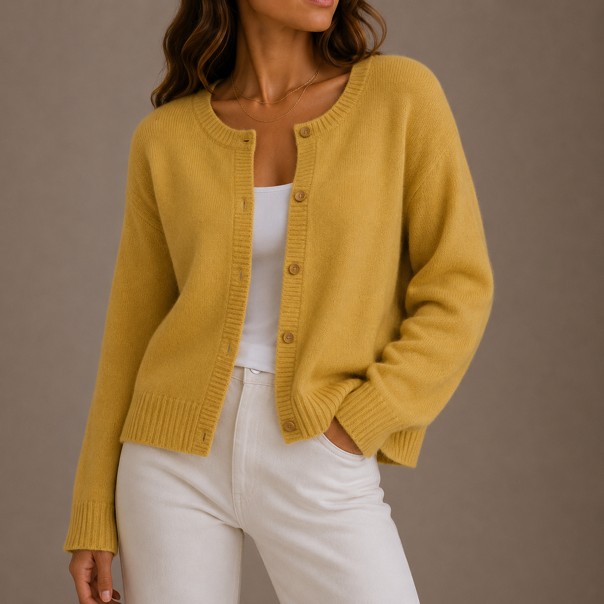 Meliora | Women's Soft Knit Cardigan with Round Neck and Button-Up Front