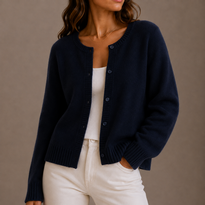 Meliora | Women's Soft Knit Cardigan with Round Neck and Button-Up Front