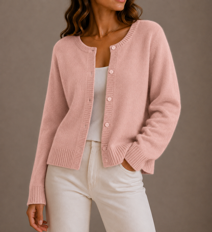 Meliora | Women's Soft Knit Cardigan with Round Neck and Button-Up Front
