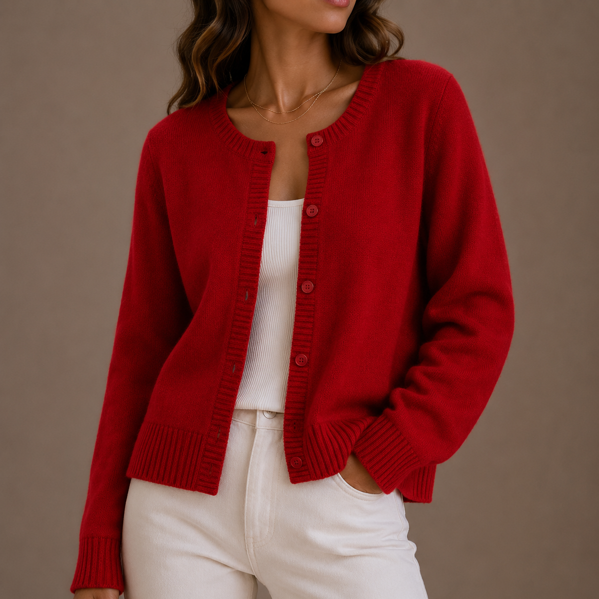 Meliora | Women's Soft Knit Cardigan with Round Neck and Button-Up Front
