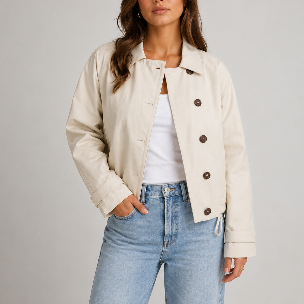 Petronilla | Women's Cropped Jacket with Button Front and Classic Collar