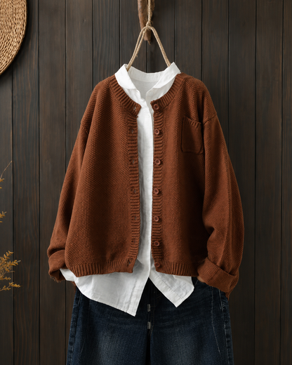 Sarah | Relaxed Knit Cardigan with Chest Pocket