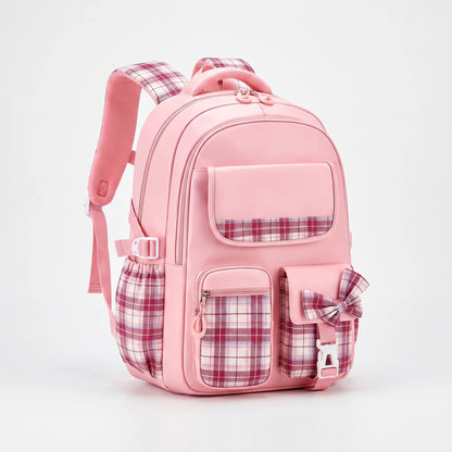 Kennedy | School Backpack with Plaid Details and Cute Design