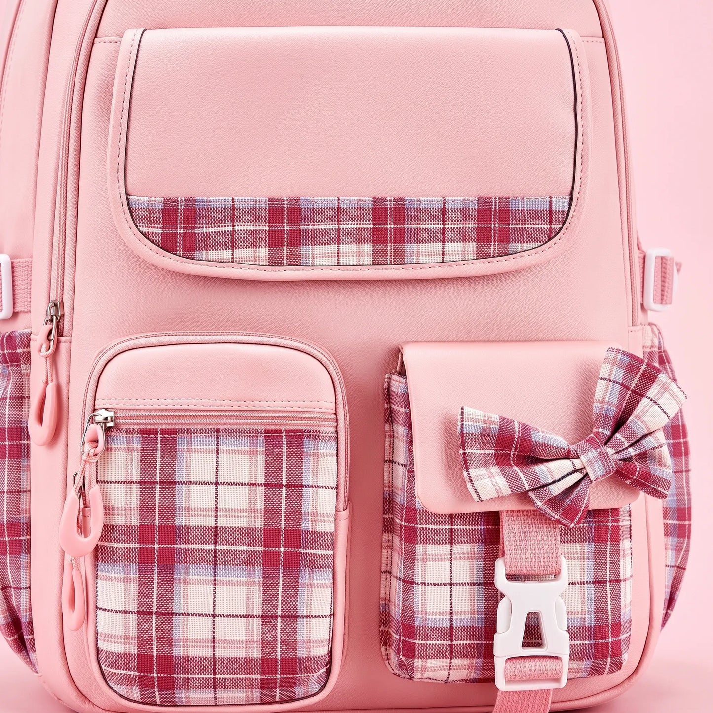 Kennedy | School Backpack with Plaid Details and Cute Design