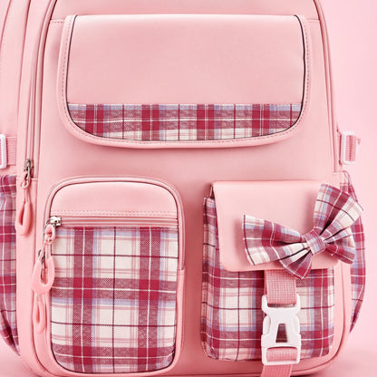 Kennedy | School Backpack with Plaid Details and Cute Design