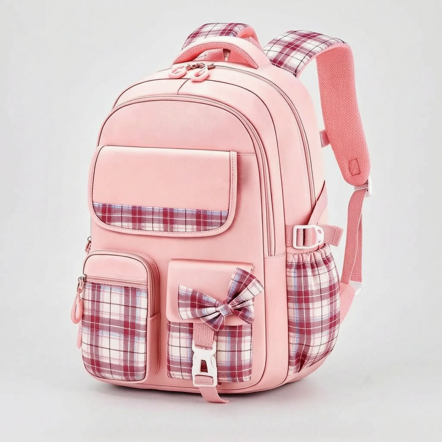 Kennedy | School Backpack with Plaid Details and Cute Design