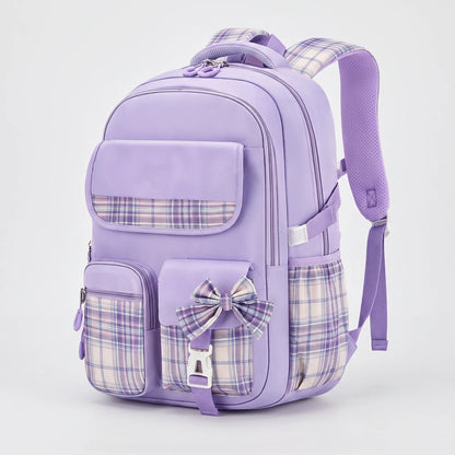 Kennedy | School Backpack with Plaid Details and Cute Design
