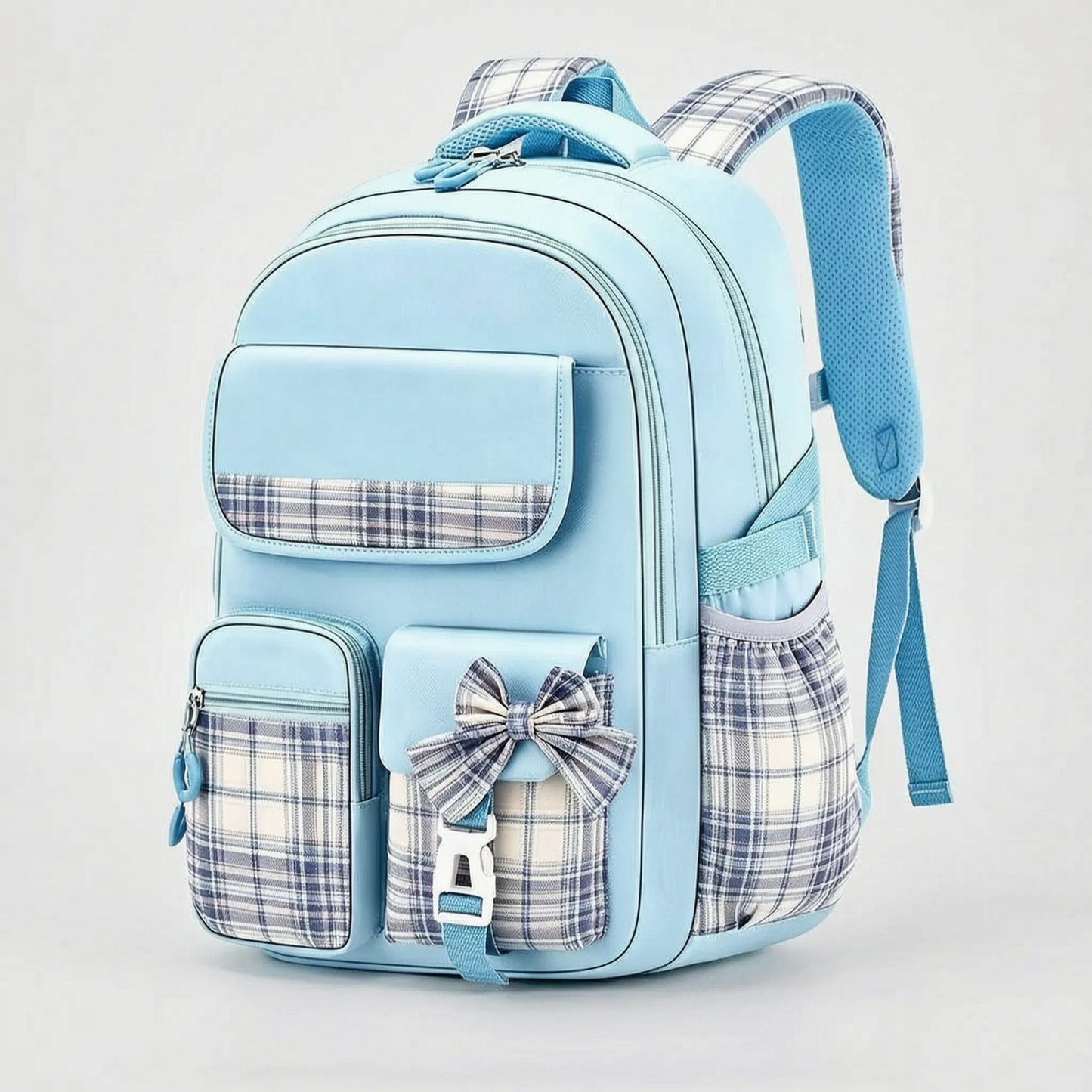 Kennedy | School Backpack with Plaid Details and Cute Design