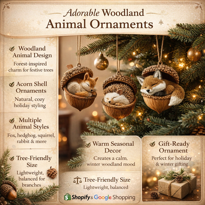Gary | Woodland Animal Acorn Christmas Tree Ornaments