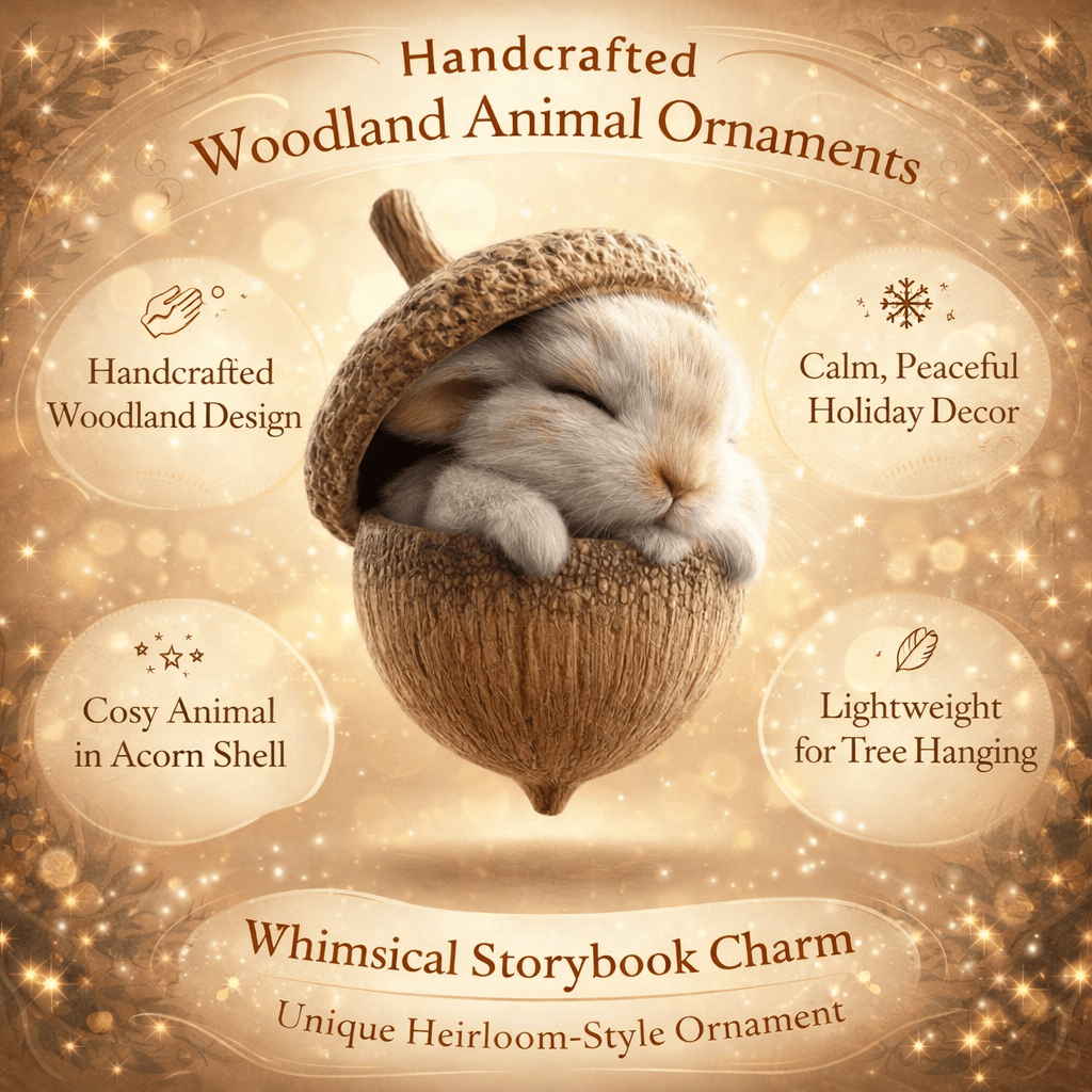 Handcrafted Woodland Animal Acorn Tree Ornaments Decorations