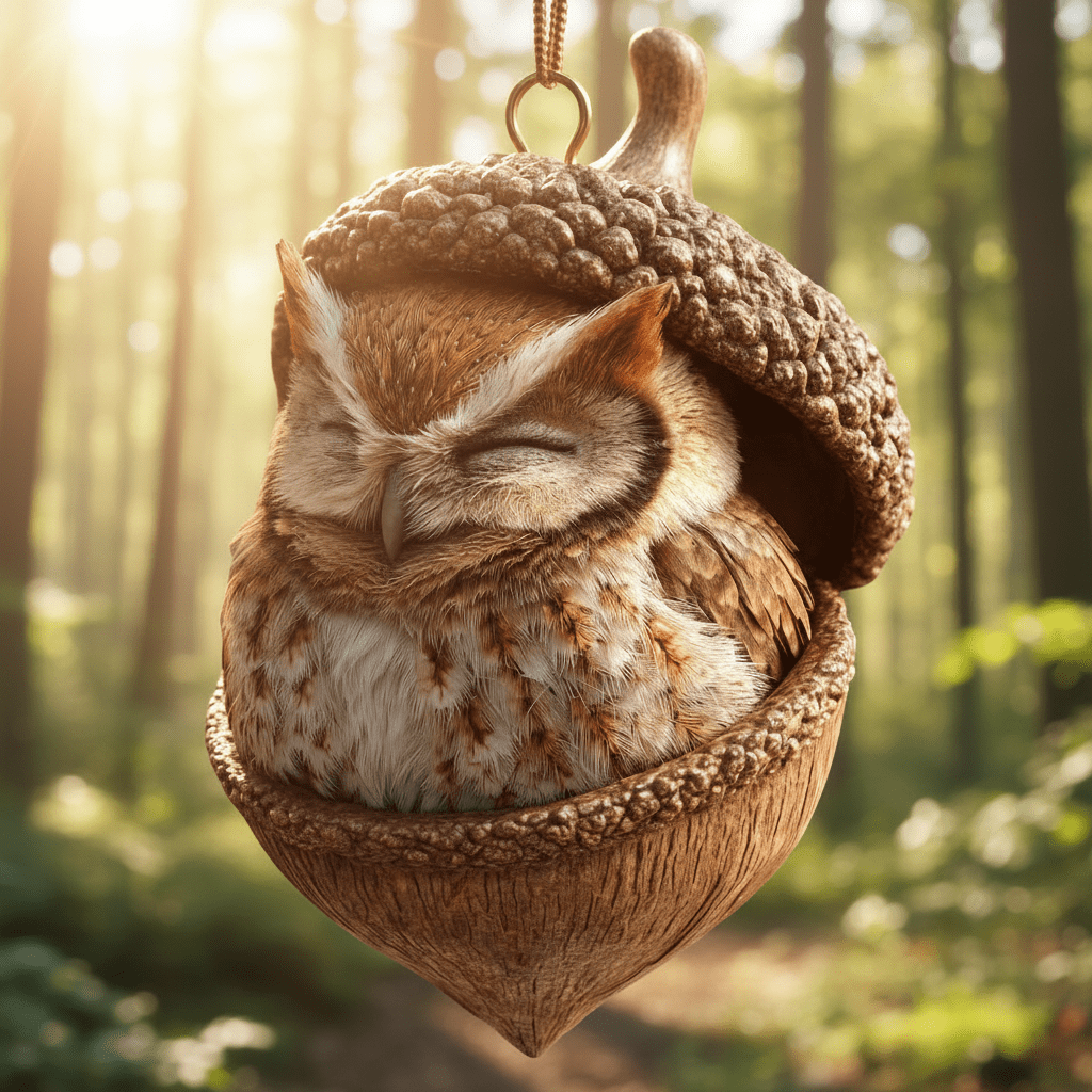 Handcrafted Woodland Animal Acorn Tree Ornaments Decorations