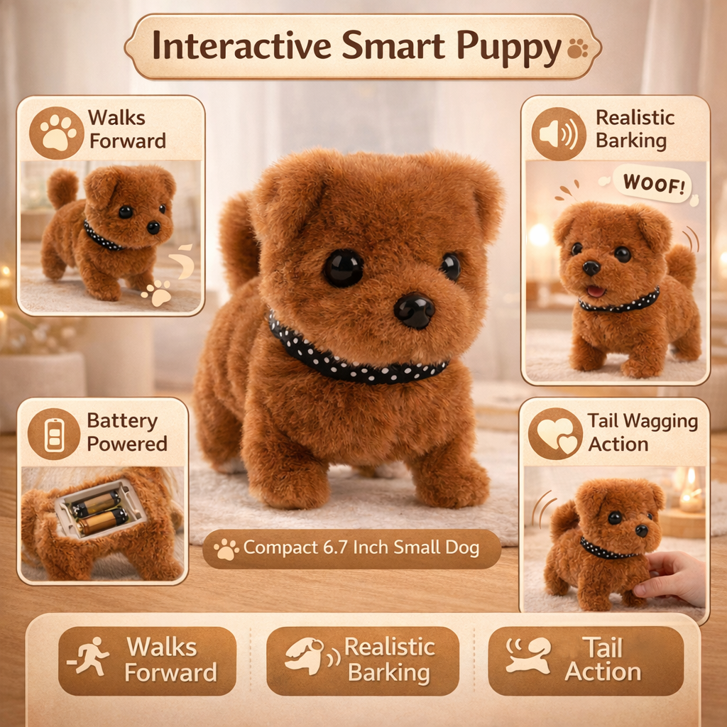 Dennis | Interactive Plush Robot Dog Toy with Walking and Barking
