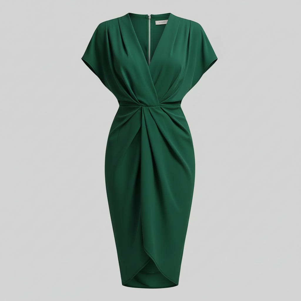 Nora | Women's midi summer dress with draped front side slit