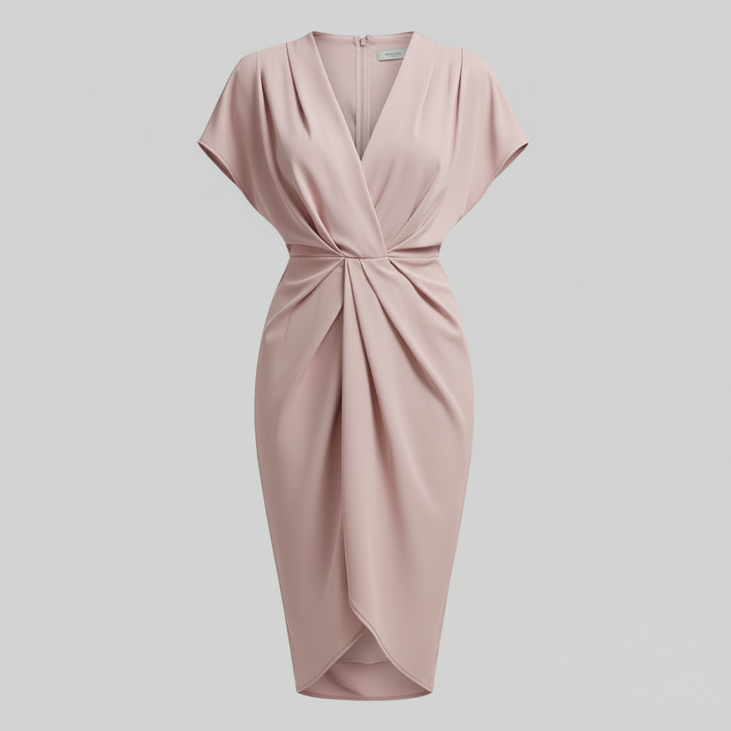 Nora | Women's midi summer dress with draped front side slit