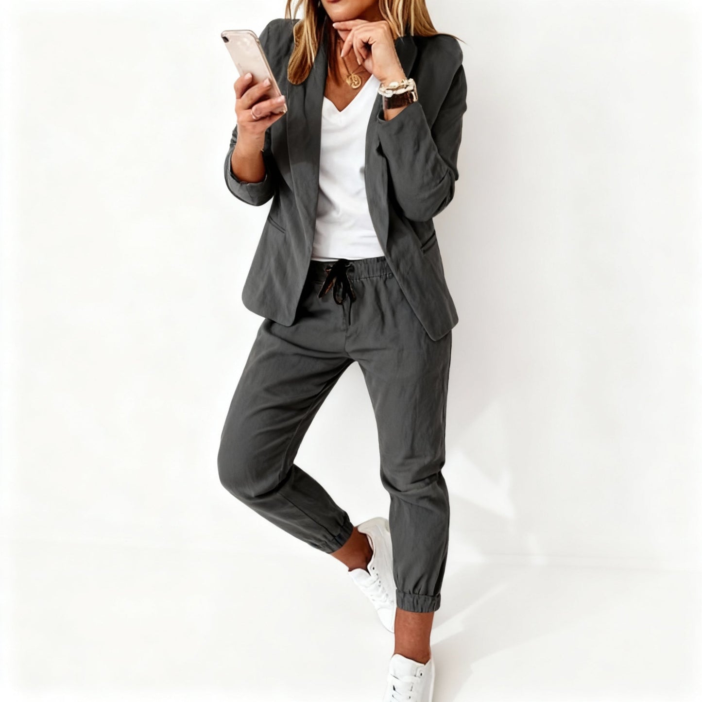 Gwendolyn | Women’s Oversized Structured Blazer with Wide-Leg Pants | Comfortable