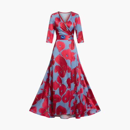 Georgia | Women's Floral Long Dress With V Neck And Elegant Fit