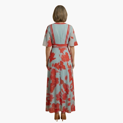 Georgia | Women's Floral Long Dress With V Neck And Elegant Fit