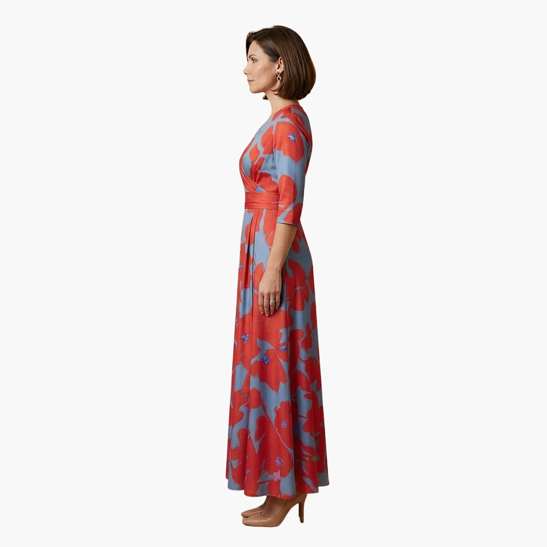 Georgia | Women's Floral Long Dress With V Neck And Elegant Fit