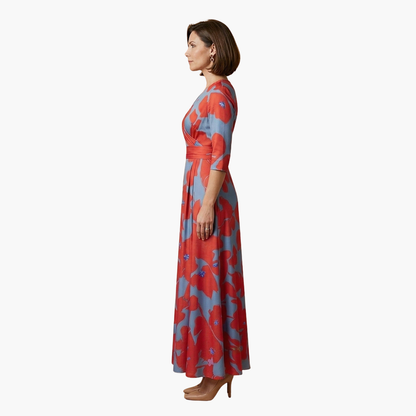 Georgia | Women's Floral Long Dress With V Neck And Elegant Fit