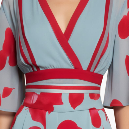Georgia | Women's Floral Long Dress With V Neck And Elegant Fit