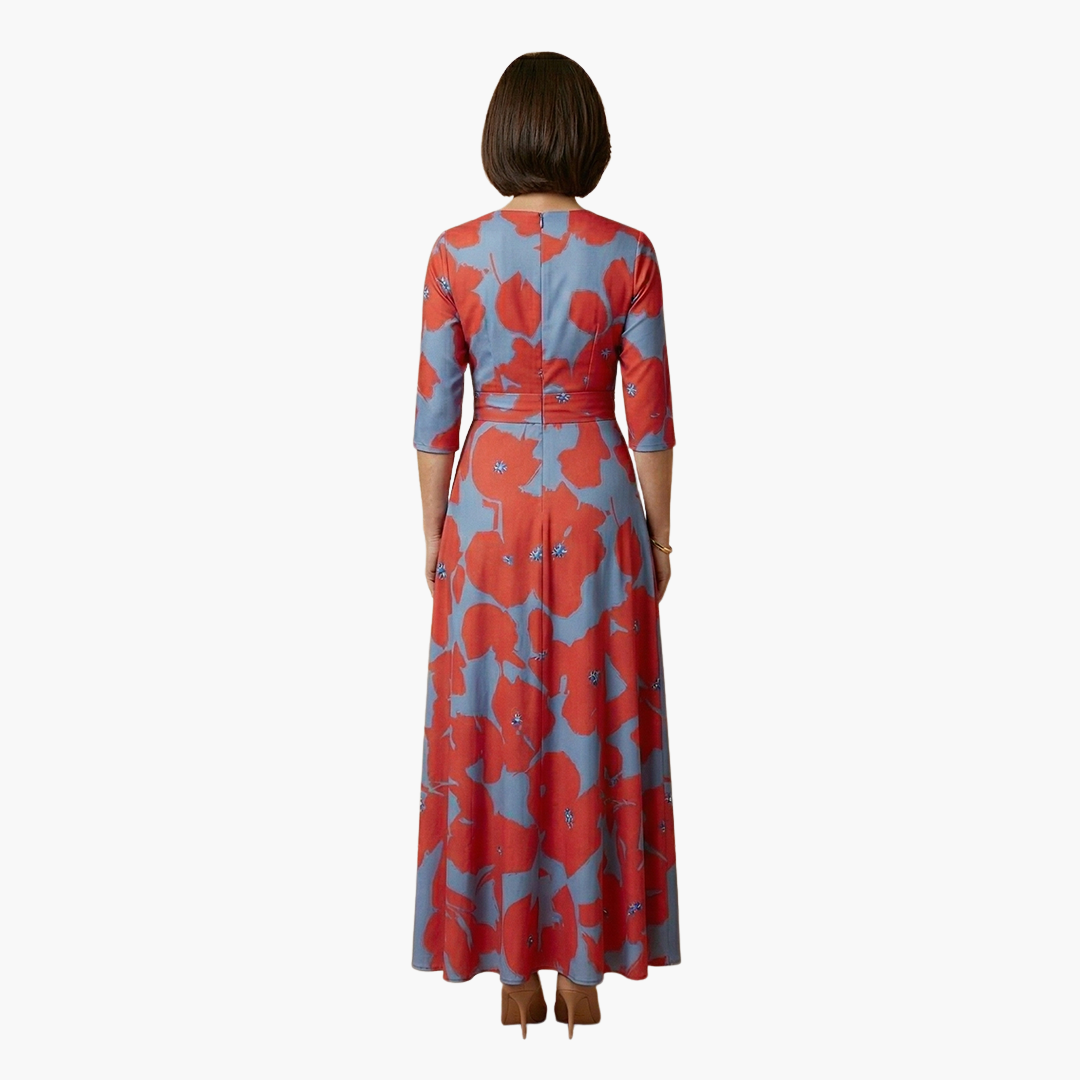 Georgia | Women's Floral Long Dress With V Neck And Elegant Fit