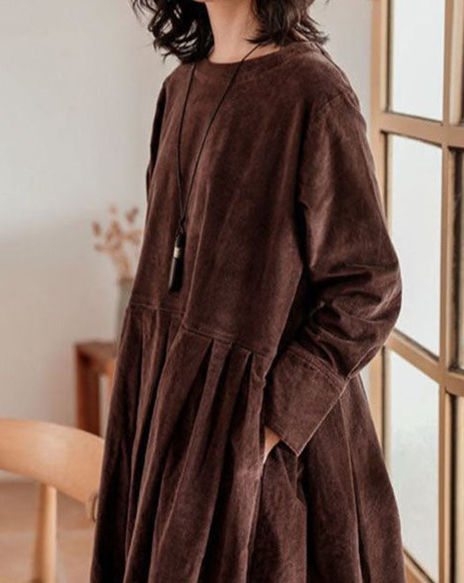 Zerra | Velvet midi dress with long sleeves