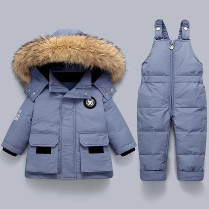 George | Kids' Hooded Winter Jacket and Overalls Set