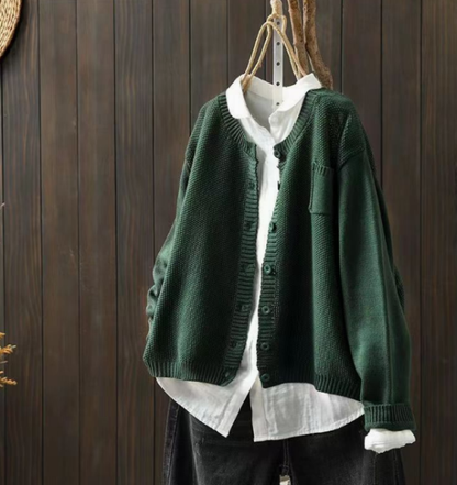 Sarah | Relaxed Knit Cardigan with Chest Pocket