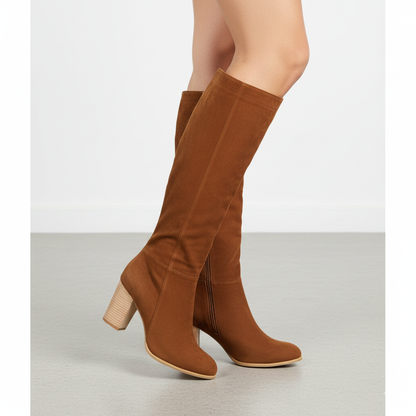 Kathleen | Knee-High Suede Boots with Block Heel