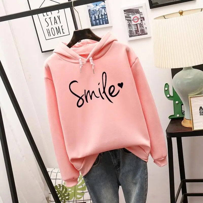 Stella | Women's Casual Smile Hoodie with Drawstring