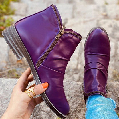 Carol | Women's Side Zip Ankle Boots with Ruched Detail