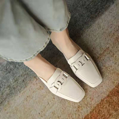 Velnora | Women Loafers with Block Heel and Decorative Strap Design