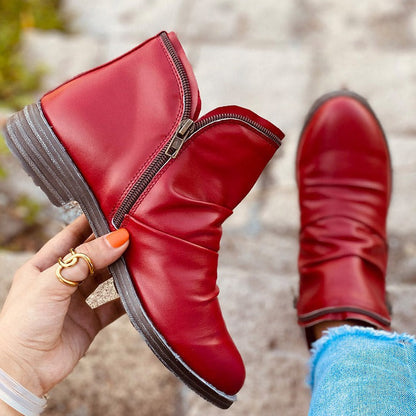 Carol | Women's Side Zip Ankle Boots with Ruched Detail