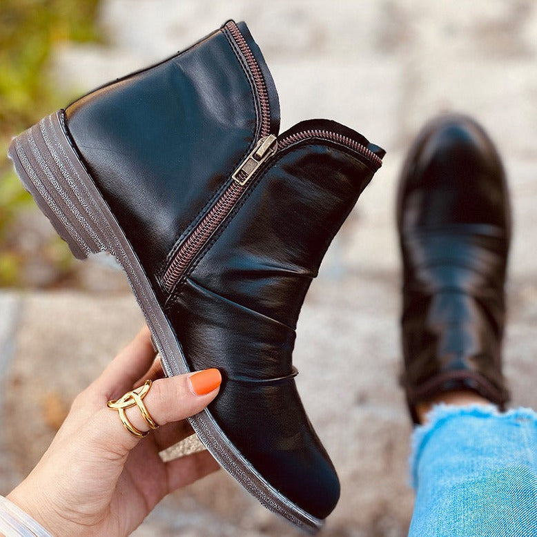 Carol | Women's Side Zip Ankle Boots with Ruched Detail