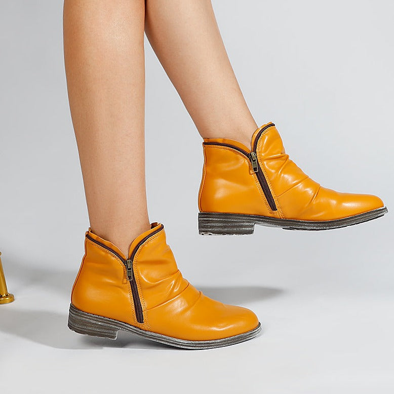 Carol | Women's Side Zip Ankle Boots with Ruched Detail