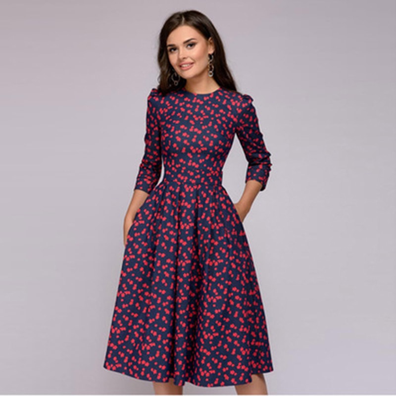 Leilani | Women’s Three-Quarter Sleeve Midi Dress | Elegant