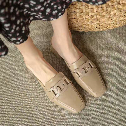 Velnora | Women Loafers with Block Heel and Decorative Strap Design