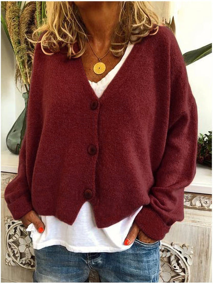Donna | Loose Long Sleeve Knit Cardigan with V-neck