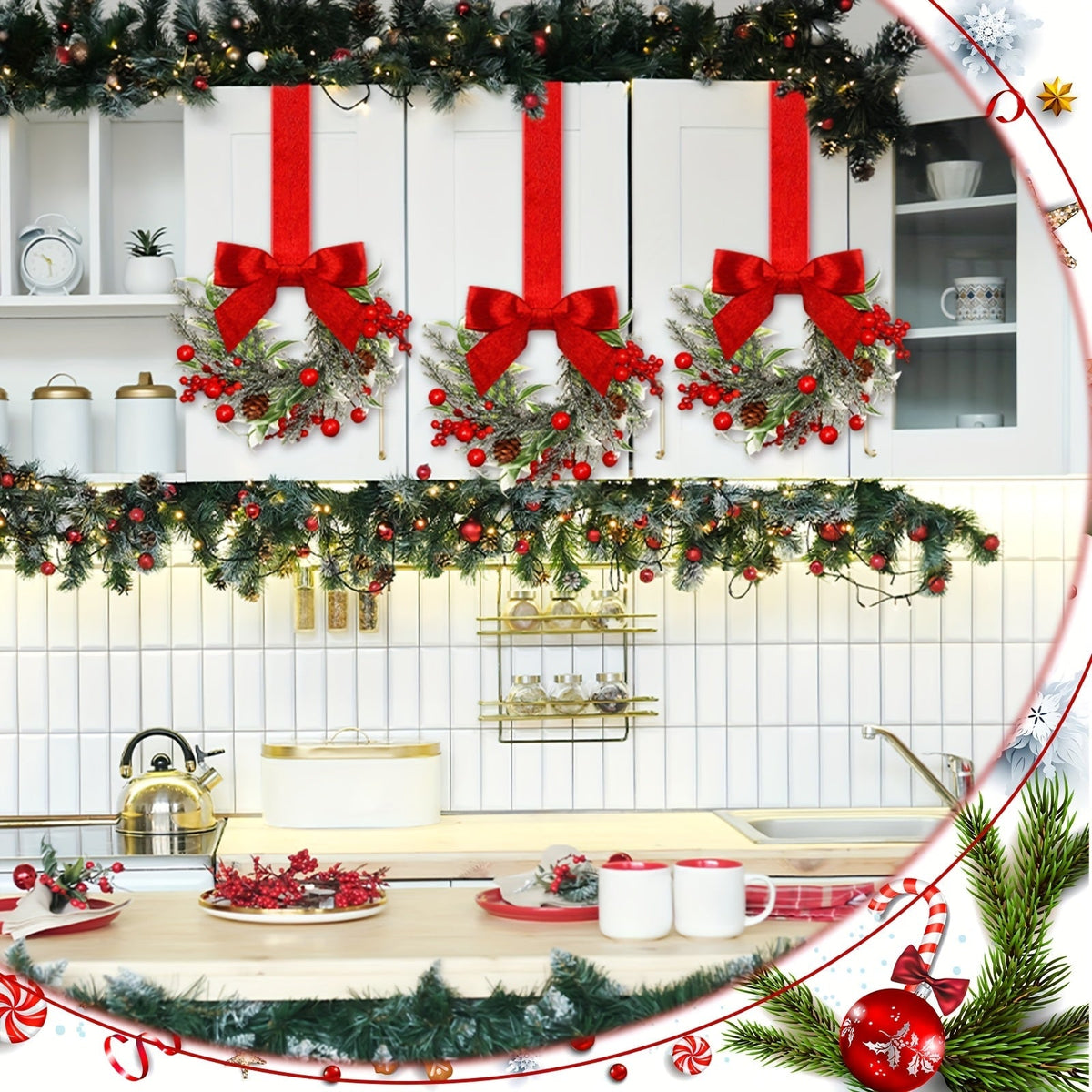 Donald | Hanging Christmas Wreath with Red Bow