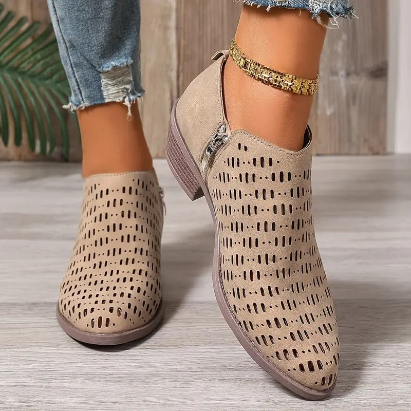Jocelyn | Women’s Cutout Ankle Boots for summer | Side Zipper