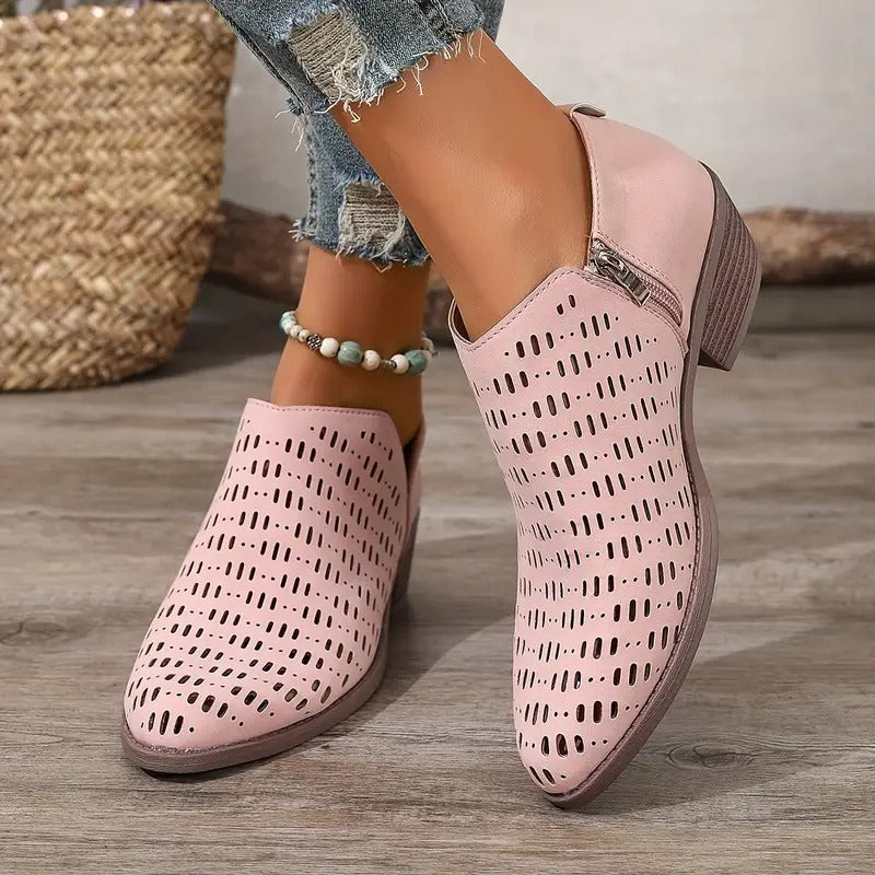 Jocelyn | Women’s Cutout Ankle Boots for summer | Side Zipper