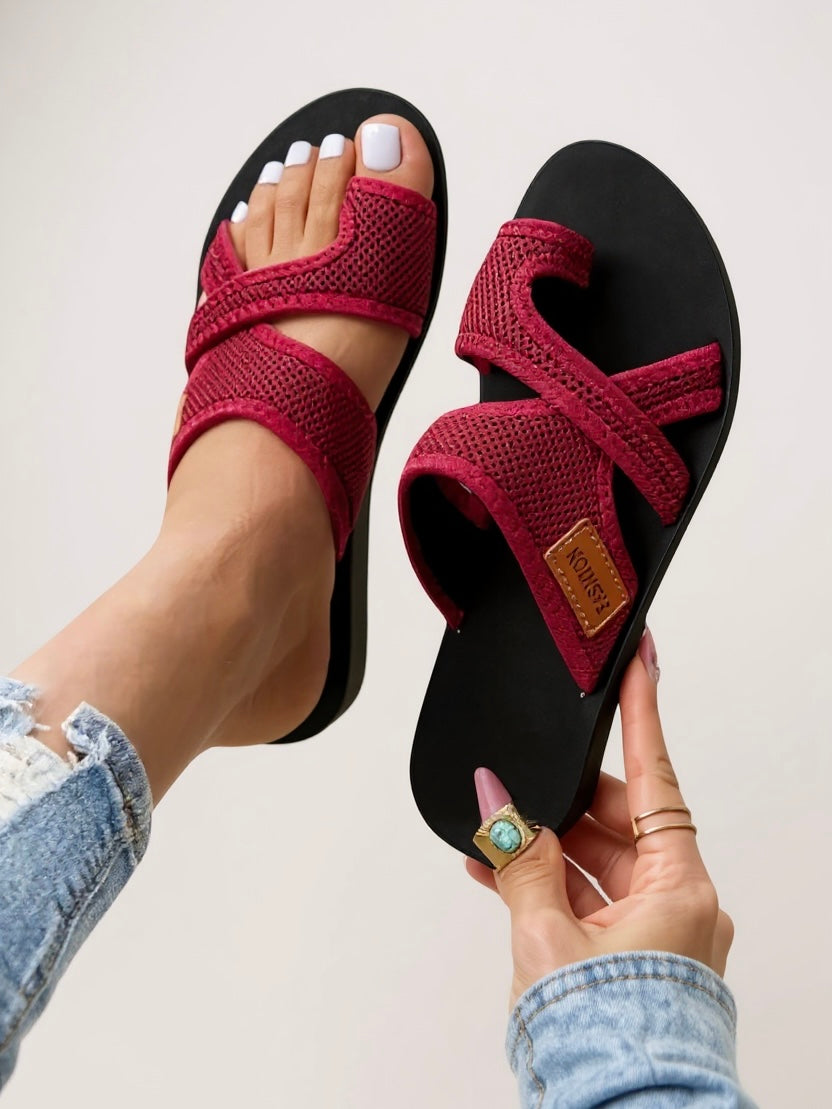 Sienna | Women Cushioned Slide Sandals with Cutout Strap
