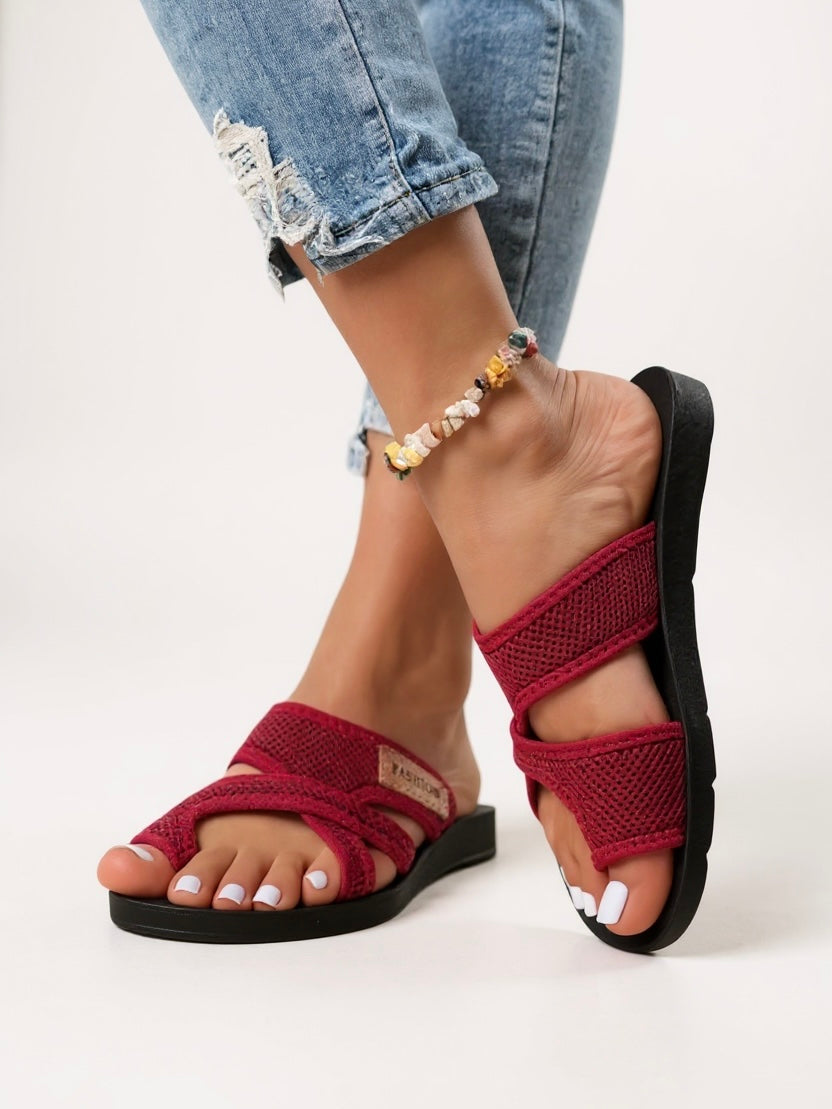 Sienna | Women Cushioned Slide Sandals with Cutout Strap