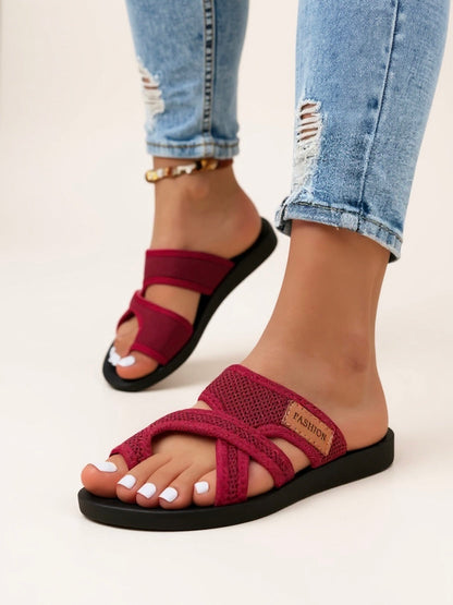 Sienna | Women Cushioned Slide Sandals with Cutout Strap