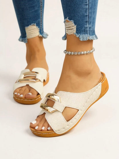 Abigail | Women Cushioned Slide Sandals with Adjustable Buckle