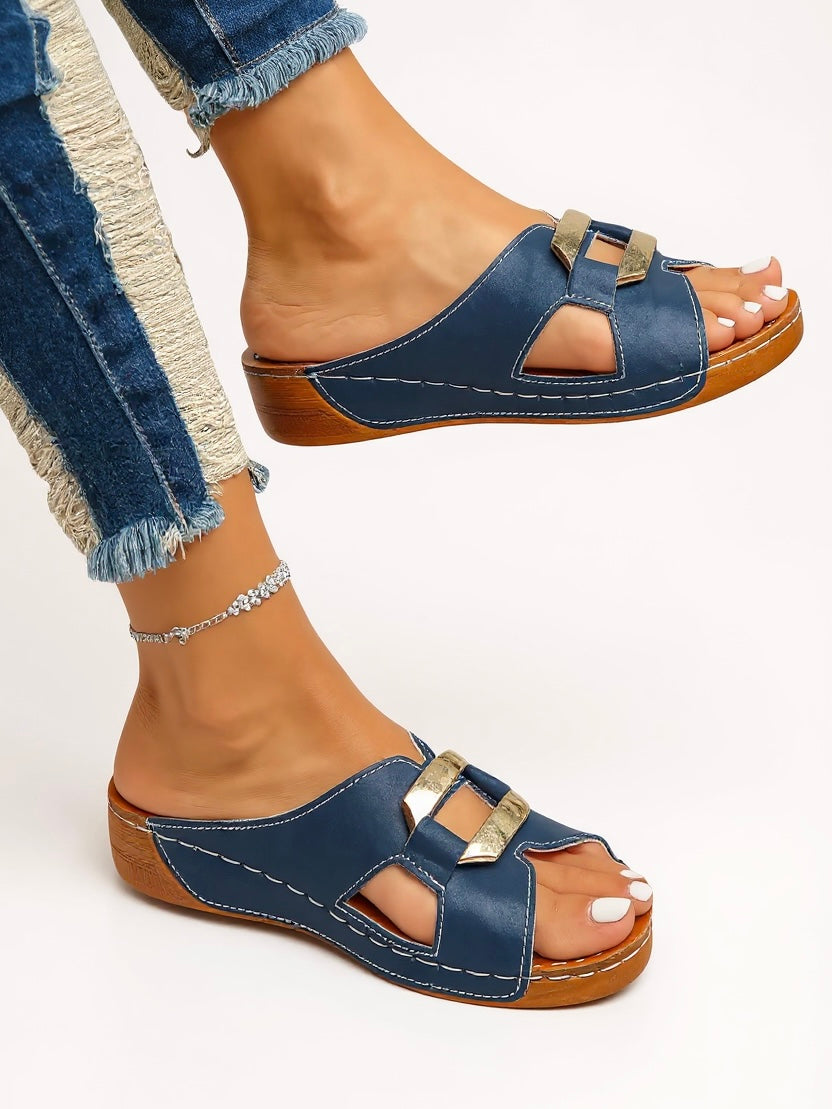 Abigail | Women Cushioned Slide Sandals with Adjustable Buckle